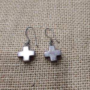 Silver Cross Earrings Marked .925